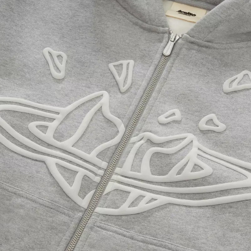 Broken Planet Heather Grey Zip Up Hoodie