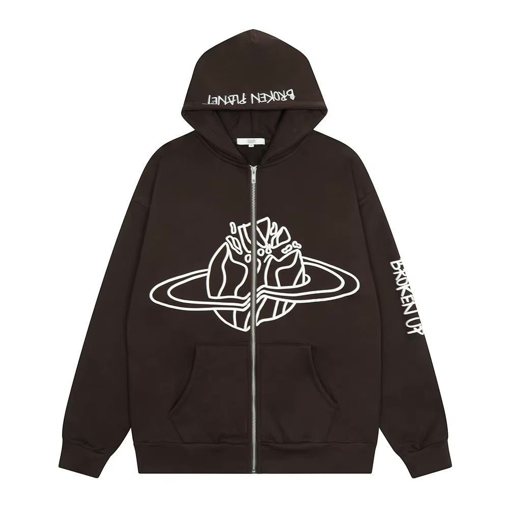 Broken Planet  Zip Up Hoodie