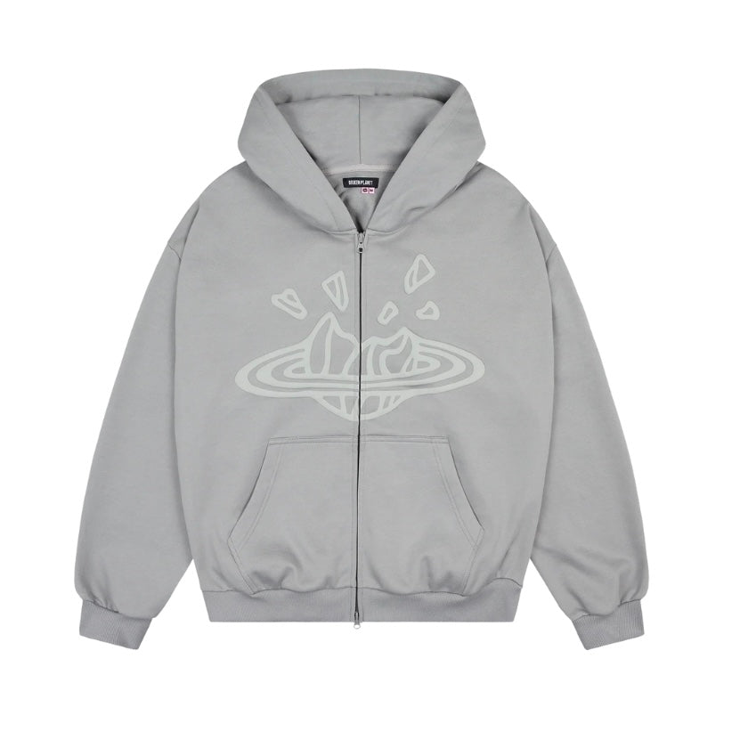 Broken Planet Heather Grey Zip Up Hoodie