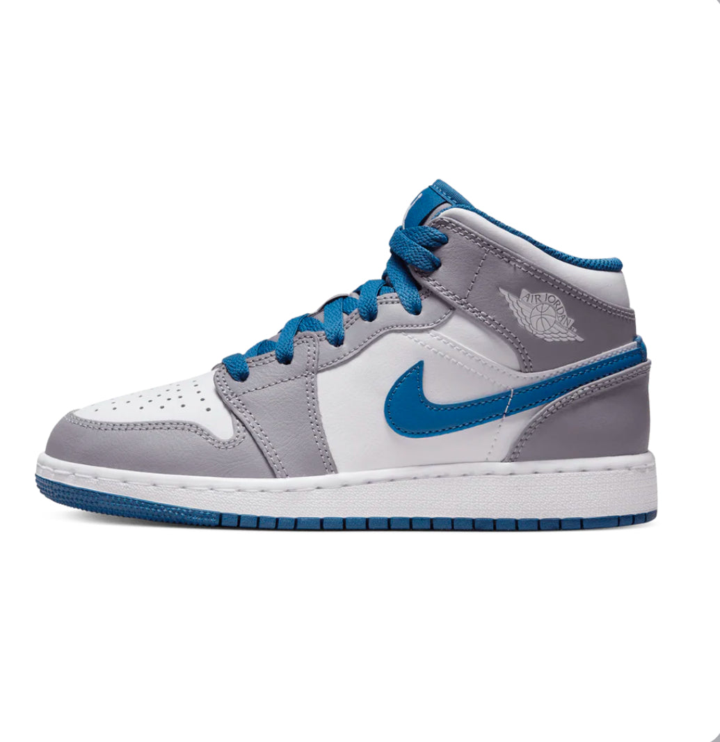 Air Jordan 1 Mid GS 'Cement True Blue'