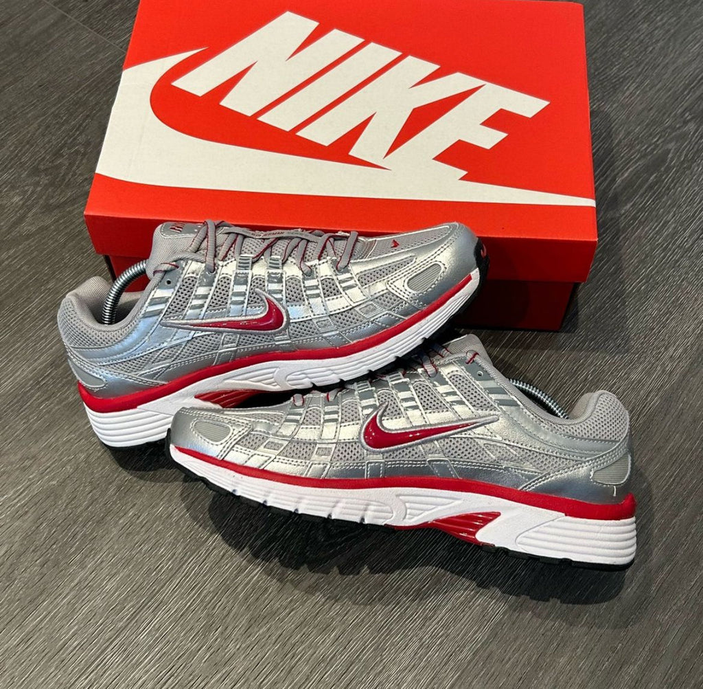 Nike P-6000 Metallic Silver Gym Red